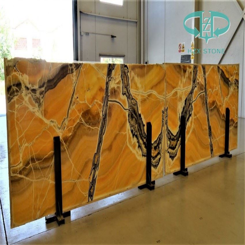 Brown Onyx Book Matched Stone Slab Brown Onyx Book Matched Stone Slab