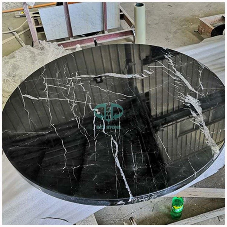 Nero Marquina Marble Round Table Top
