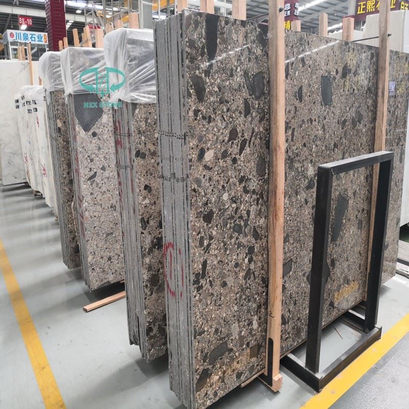 Fossil grey marble slab