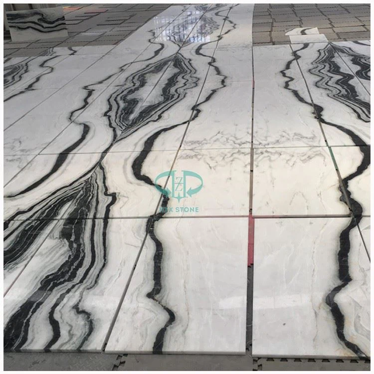 Panda White Marble Floor Tile With Black Veins