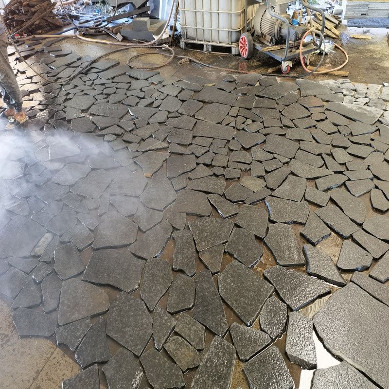 black basalt crazy paving