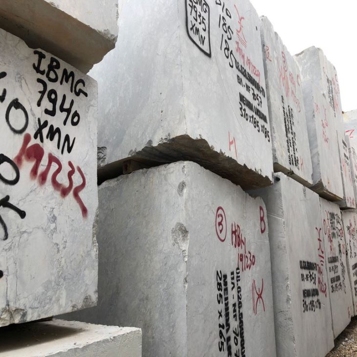 white quartzite stone block